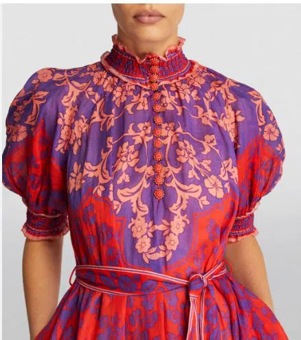 Zimmermann Raie Swing Maxi Dress Purple Red Floral Size AU 12