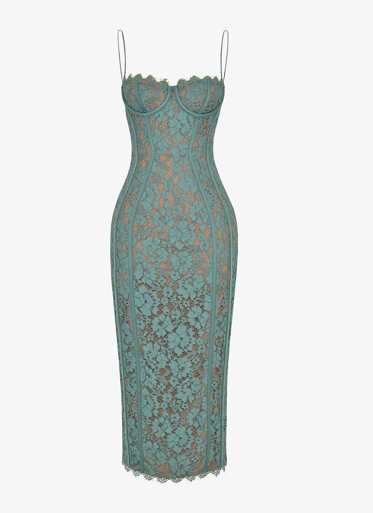 joelle forest lace midi dress House Of Cb Joelle Forest Lace Midi Dress Green Size 8