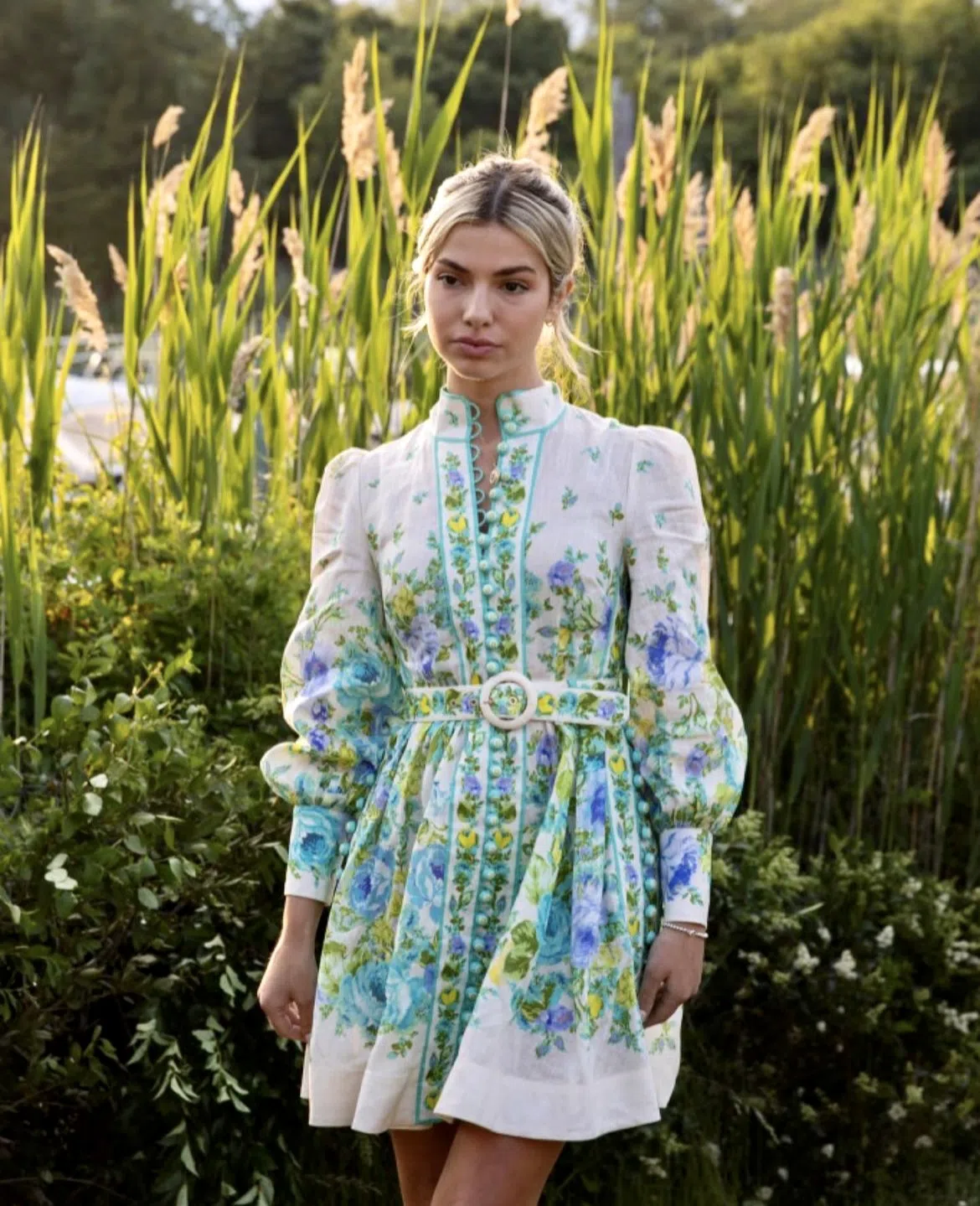 blue zimmermann dress Zimmermann Natura Draped Mini in Blue Floral main image 0