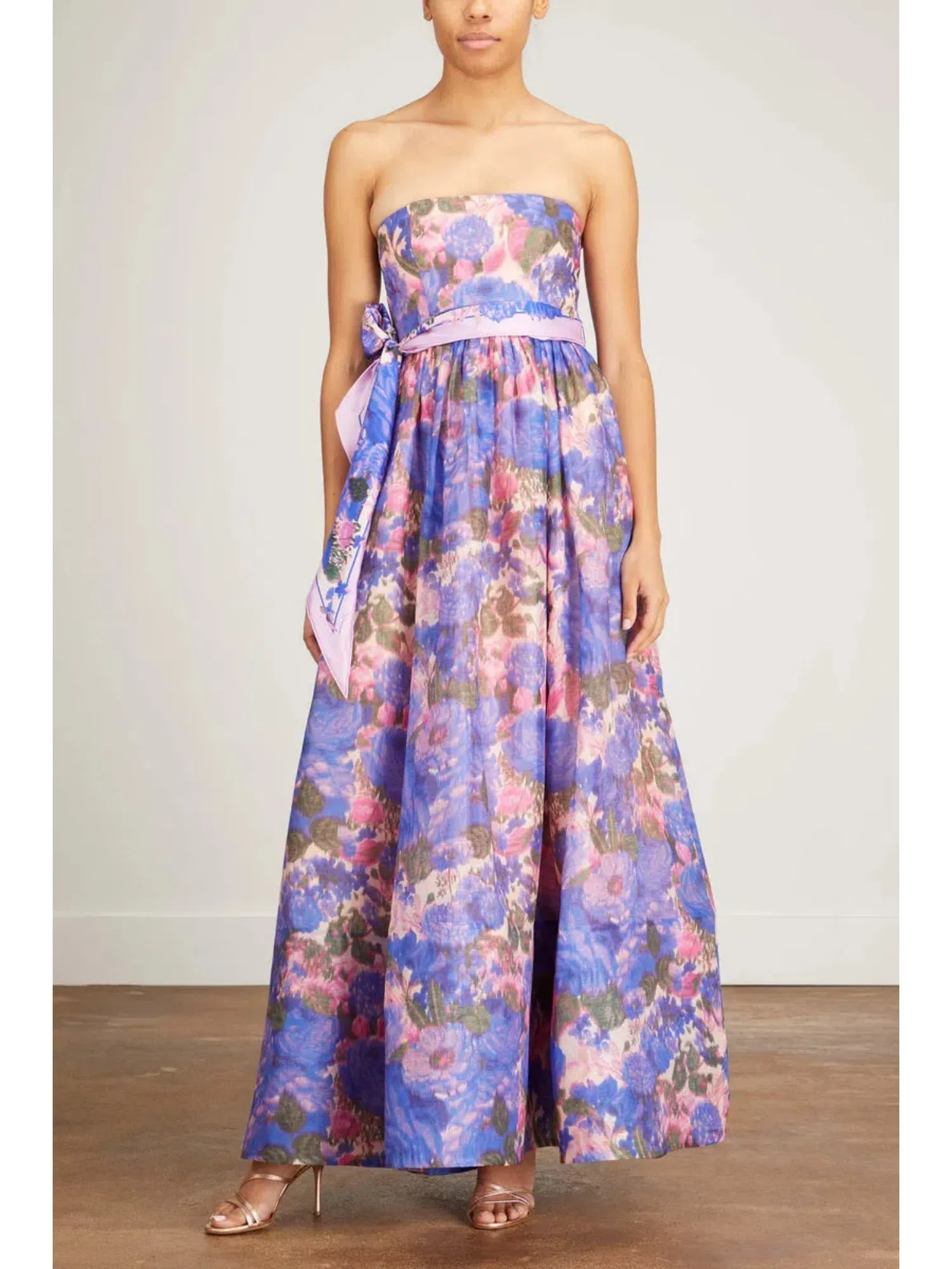Zimmermann High Tide Strapless Dress Purple Ikat Floral Size 0 / AU 8 Zimmermann High Tide Strapless Dress Purple Ikat Floral Size 0 / AU 8