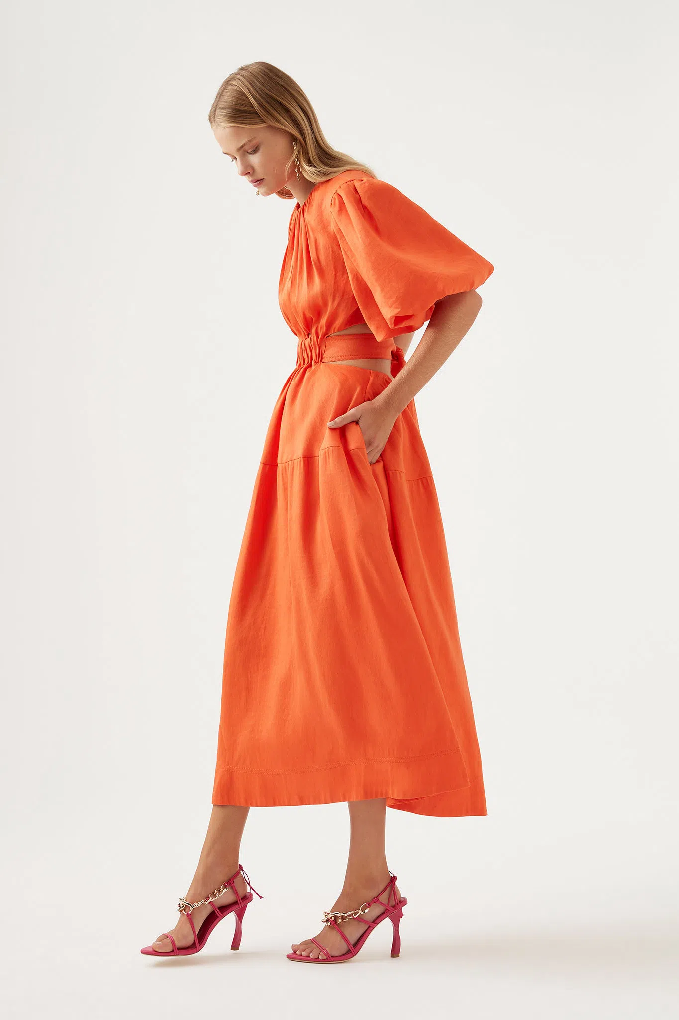 knee length dresses for ladies Cosette Gown | Rust Native Floral