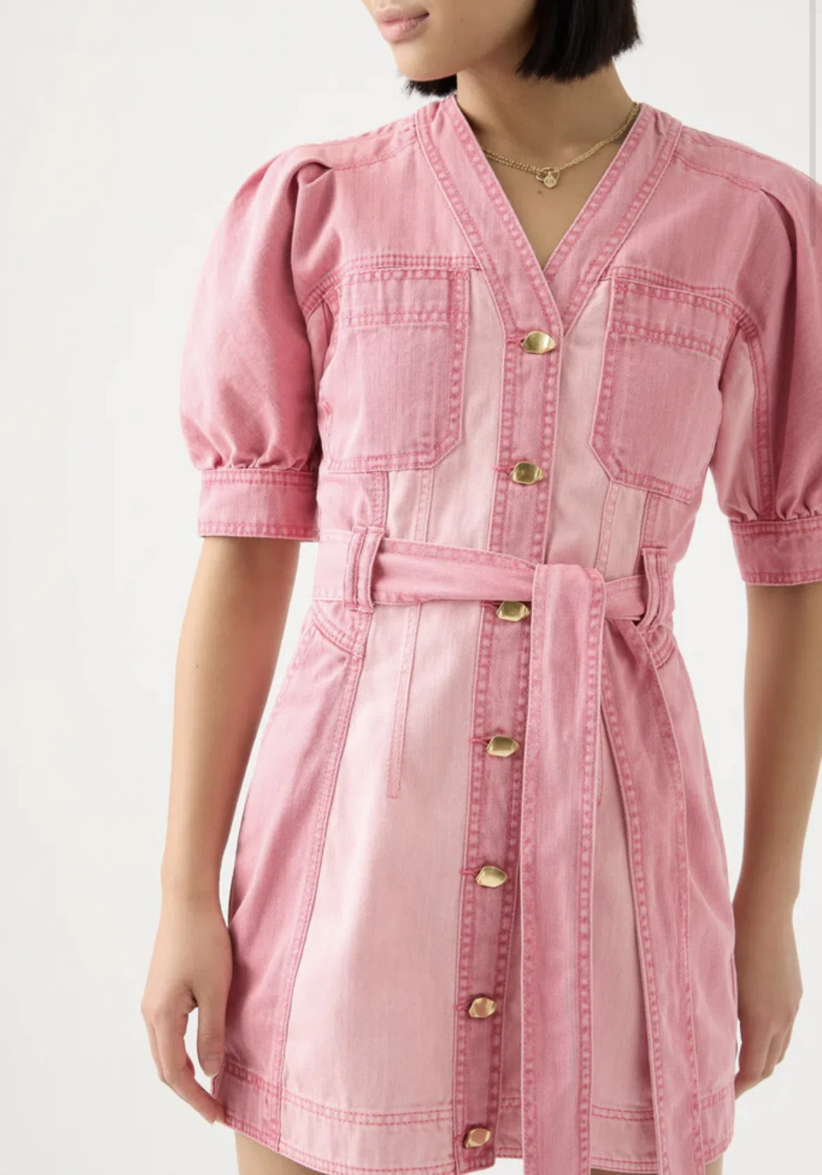AJE Shades Pink Denim Dress Two Tone Pink Size The Volte