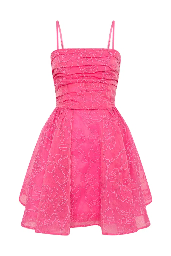 Arista Tulip Sleeve Midi Dress, Cerise Pink
