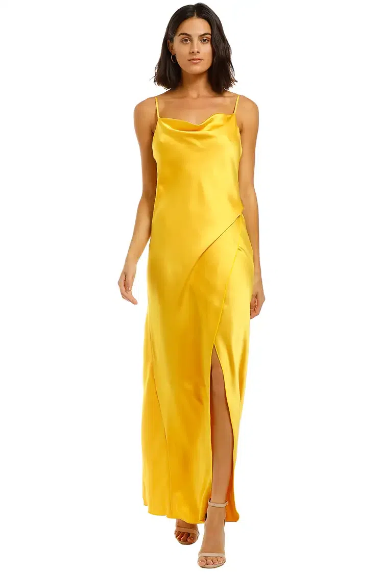 Kookai Tayla Trim Maxi Dress Yellow Size 8 | The Volte