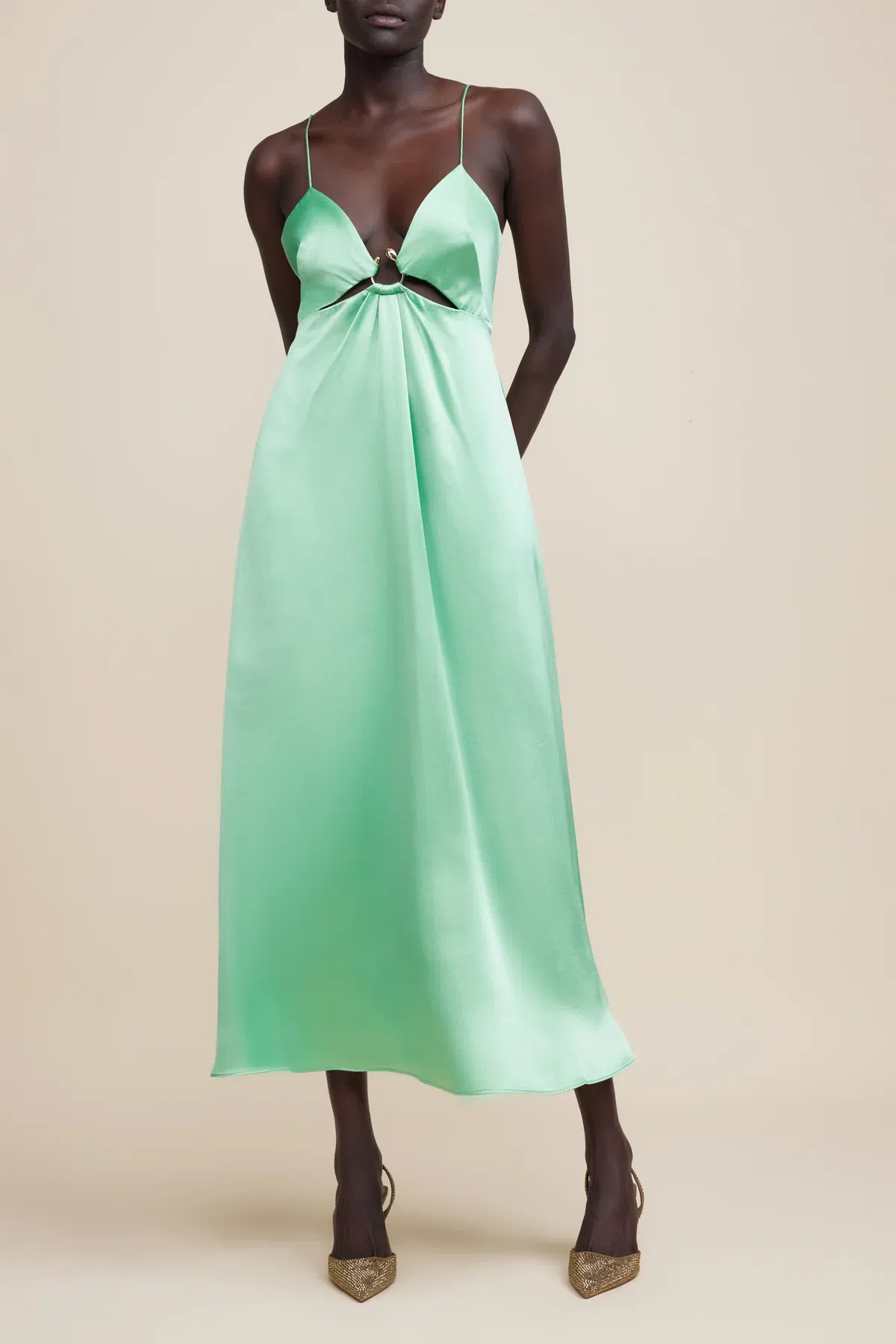 green emerald velvet dress Bariano Emerald Inaya Plunge Neck Maxi main image 1