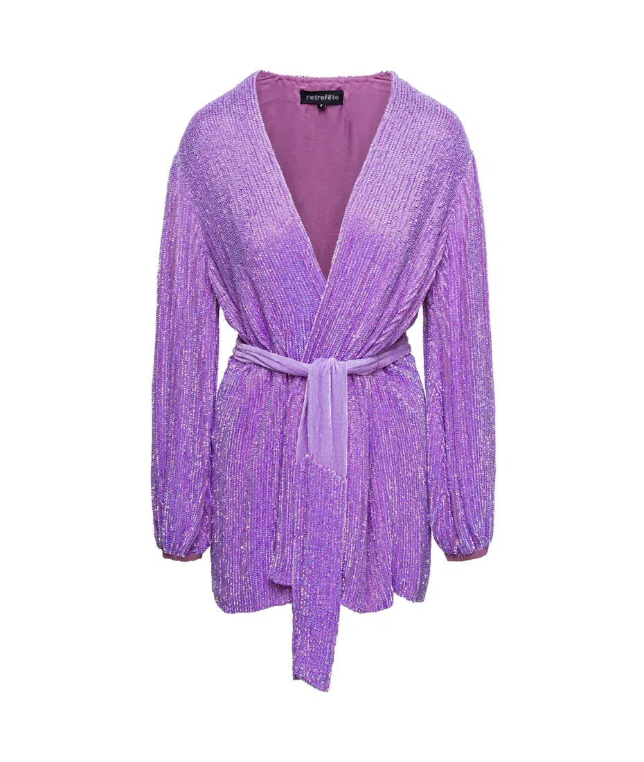 Retrofete Gabrielle Robe Violet Sequin Size 10 | The Volte