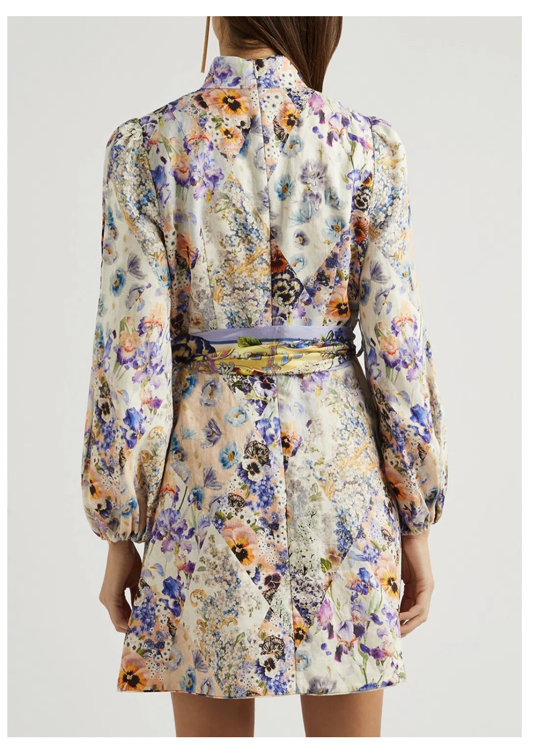 Zimmermann The Tama Belted Mini Dress in Diamond Splice Floral Size 0P / AU 6P | The Volte Zimmermann The Tama Belted Mini Dress in Diamond Splice Floral Size 0P / AU 6P | The Volte