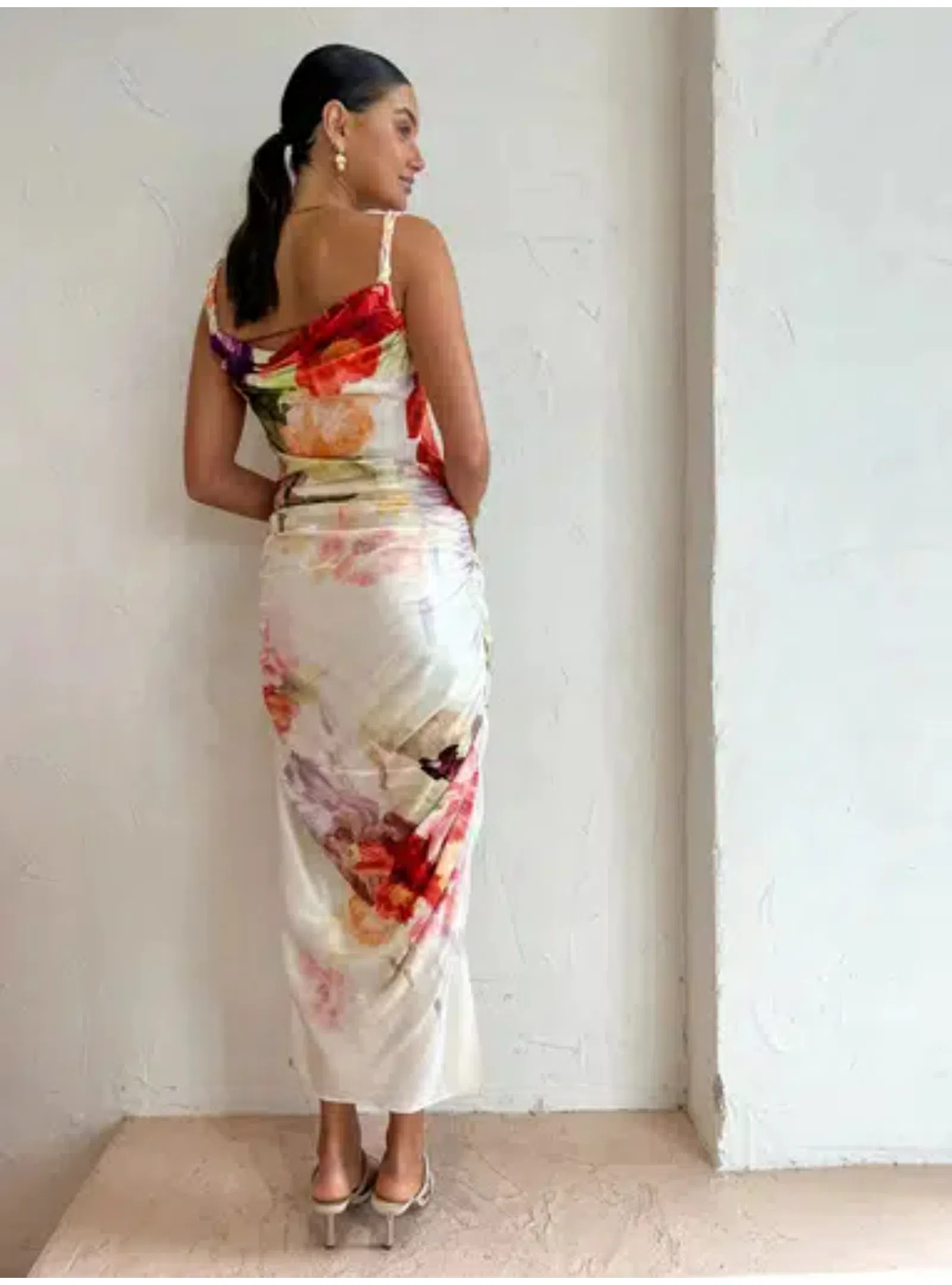Leo Lin Rachel Cowl Neck Slip Dress Cascade Print Size AU 12 | The Volte