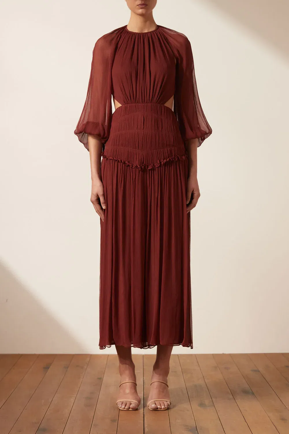 Shona Joy Safira Cut Out Backless Midi Dress in Sangria Size 14