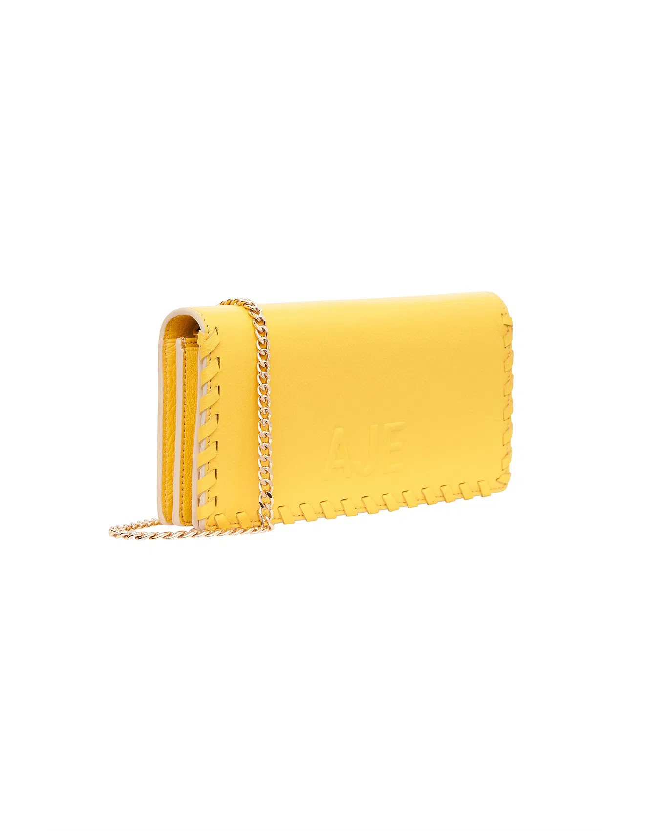 Aje Jour Leather Clutch Bag Yellow The Volte