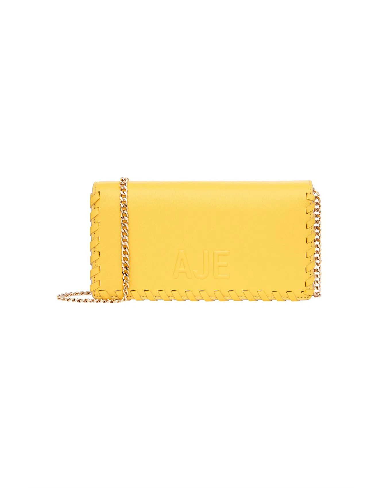 Aje Jour Leather Clutch Bag Yellow The Volte