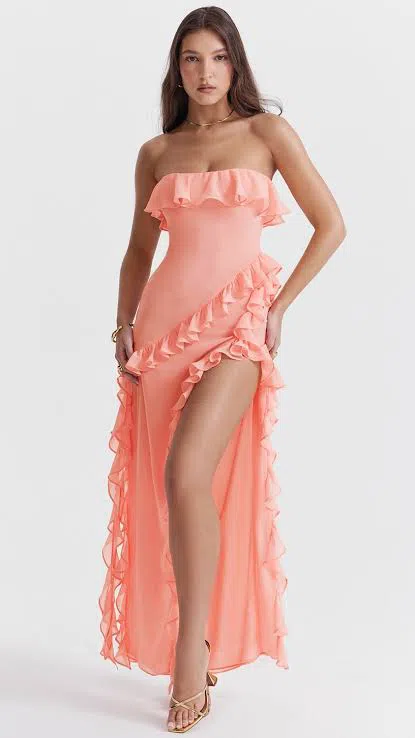 strapless open back dress Lyricah Tiered Tie Back Maxi Dress main image 0