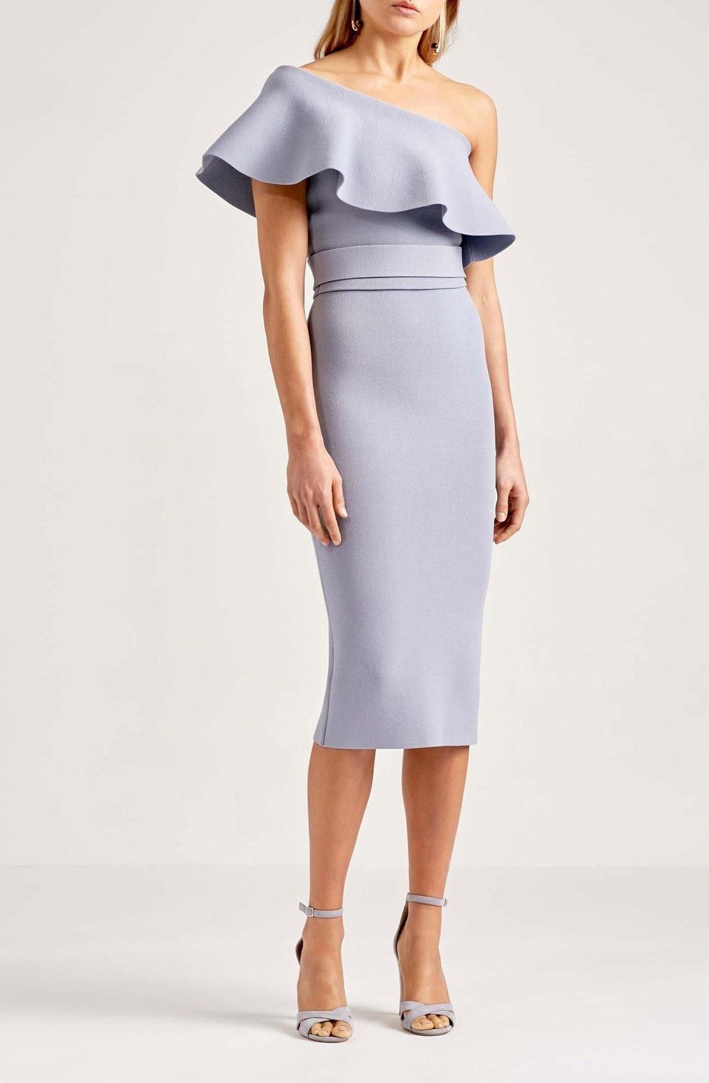Scanlan Theodore Ruffle Crepe Knit Dress