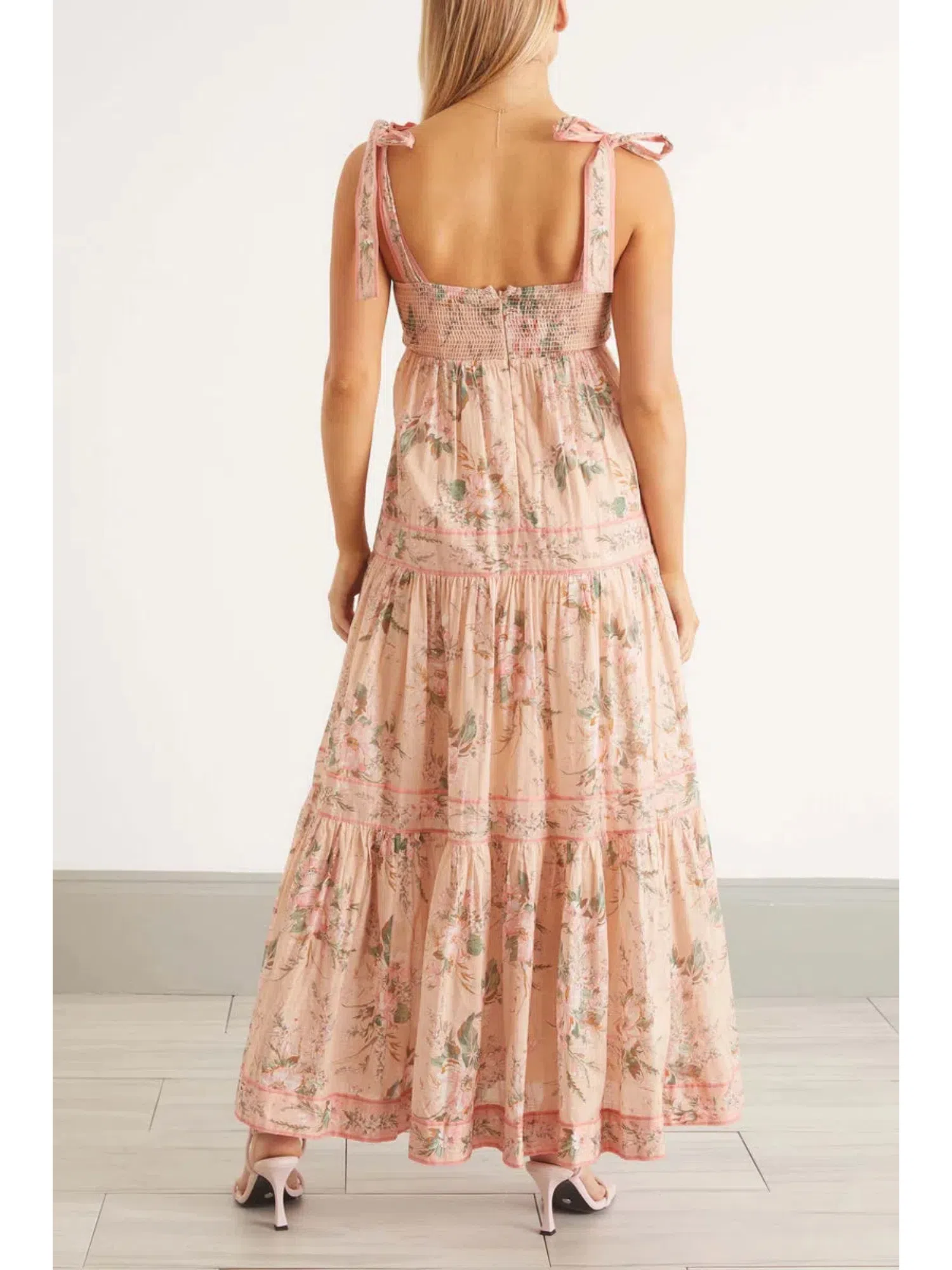 Leo Lin Matilda Puff Sleeve Midi Dress Opulent Print in Blush Size 14 | The  Volte