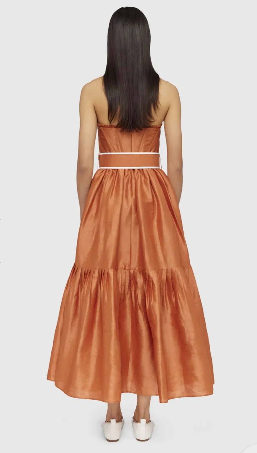Leo Lin Suffolk Bustier in Cinnamon Orange in Size 10 | The Volte