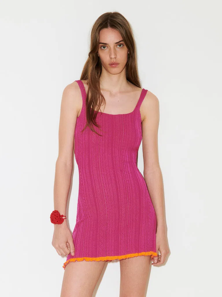 Gimaguas Cosi Ribbed Knit Mini Dress Pink Size S/Au 8 | The Volte
