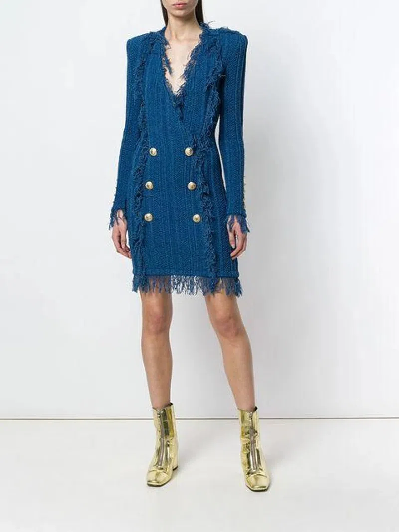 Balmain Blue Cotton Casual Dress
