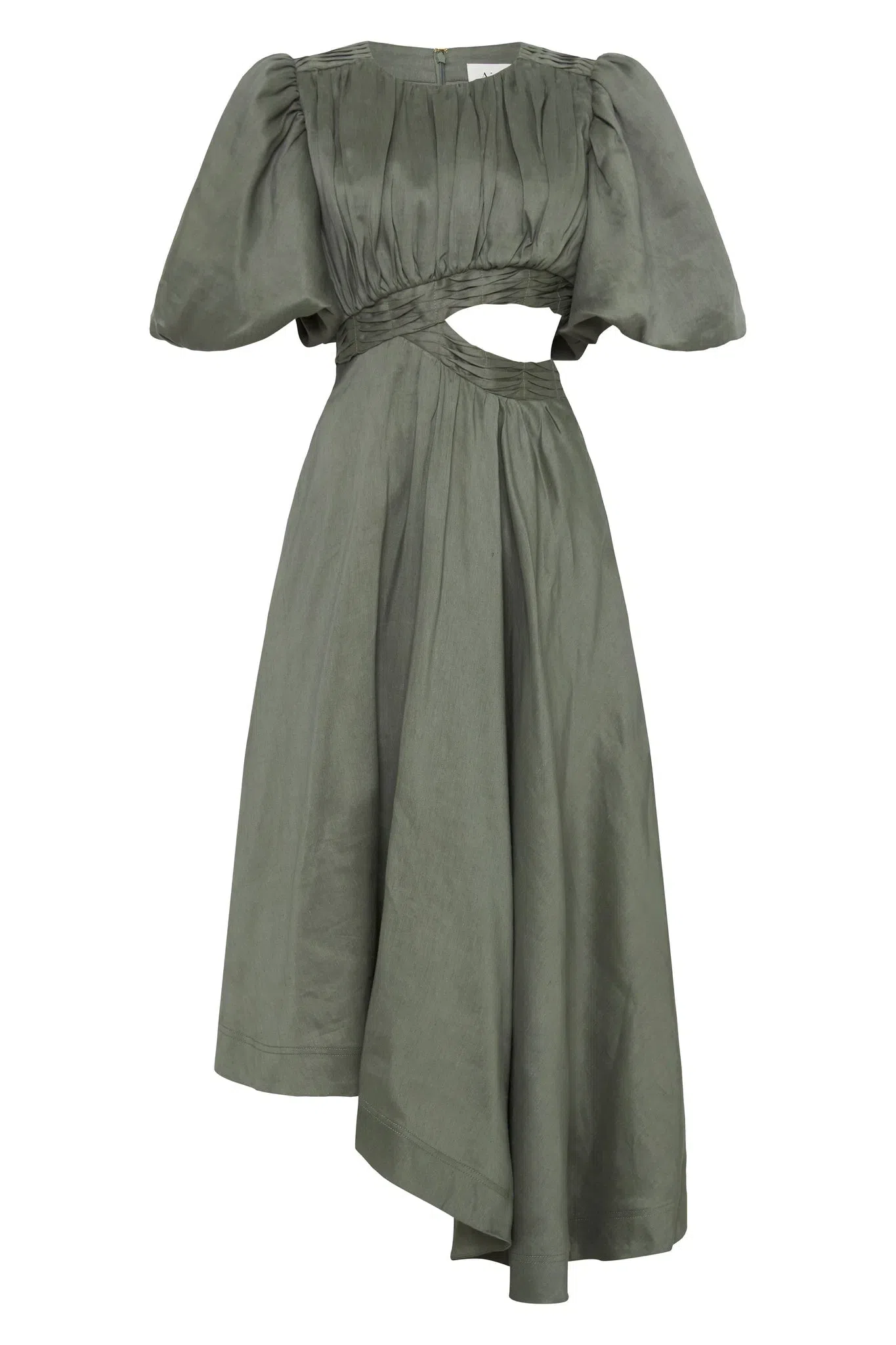 Aje Tidal Tucked Cut Out Midi Dress Oakmoss Size 14 | The Volte