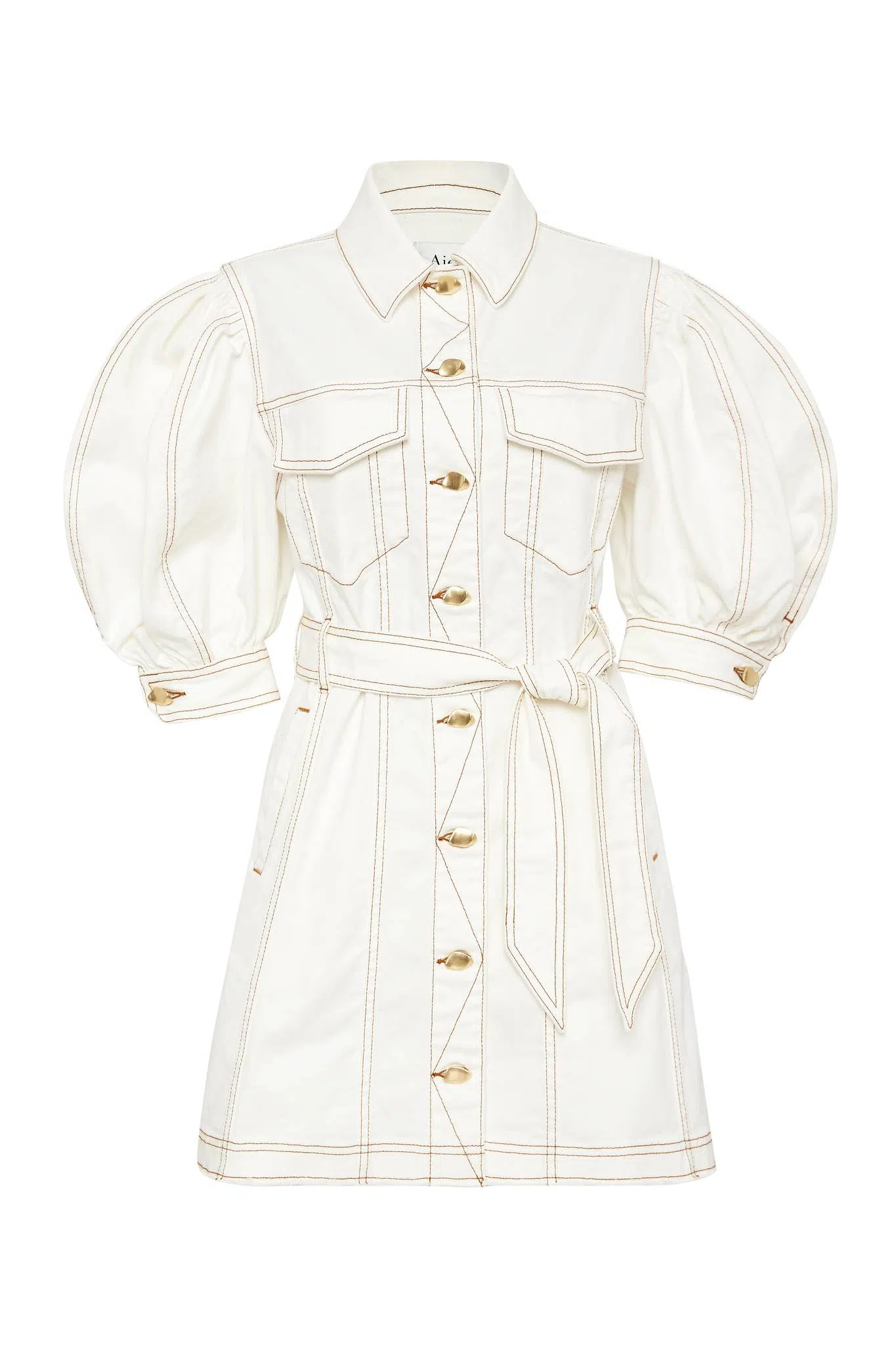 Aje Tori Denim Stitch Dress White Size 8 | The Volte