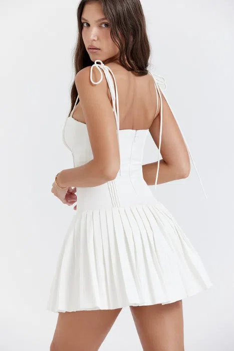 house of cb MARCY ドレス House Of Cb Marcy Pleated Mini Dress White | David Jones