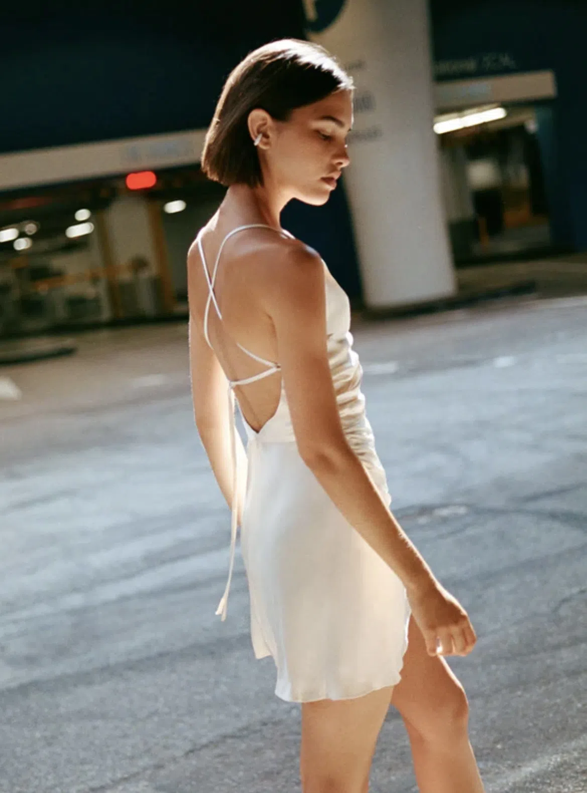 Shona Joy La Lune Asymmetrical Bias Cowl Mini Dress Cream Size AU 8 | The  Volte