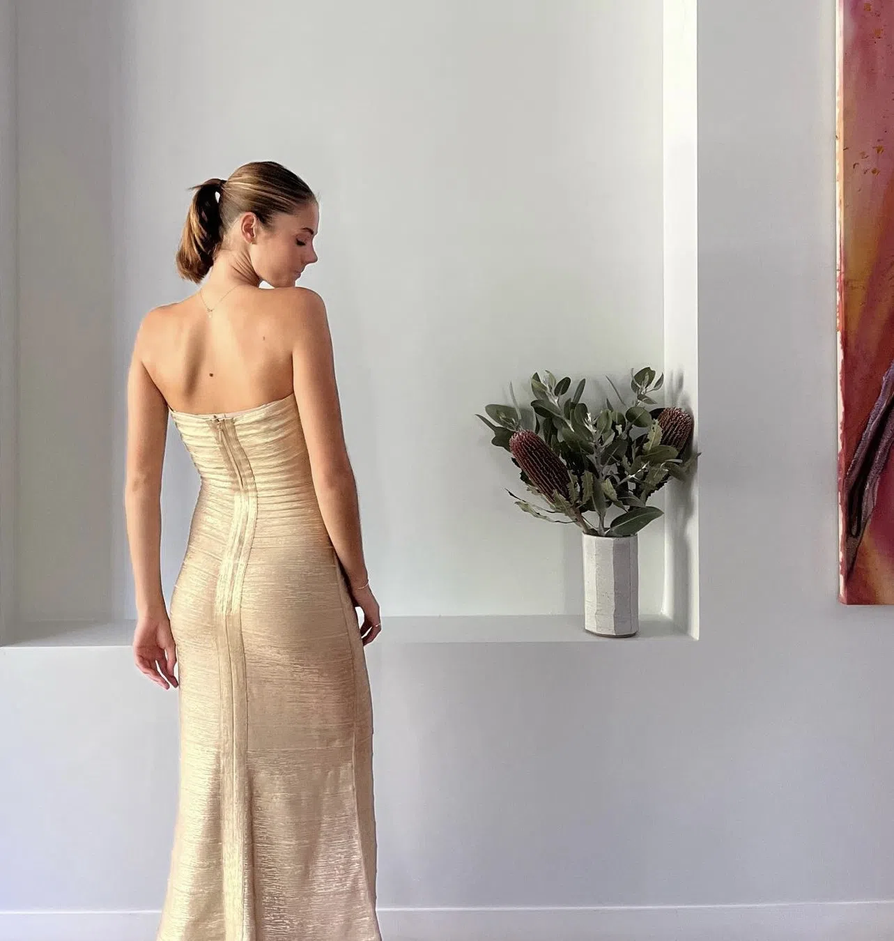 sara dress gold Sara Safa SS25017 Dress main image 1
