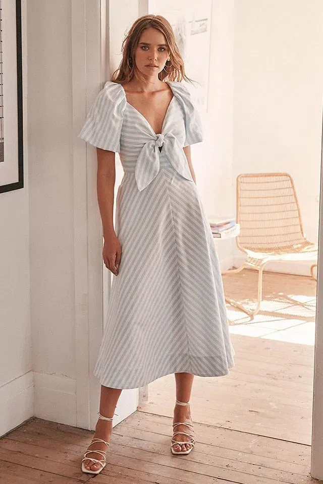 sheike blue and white dress Olivia Maxi Dress Blue | Jersey Event Dress