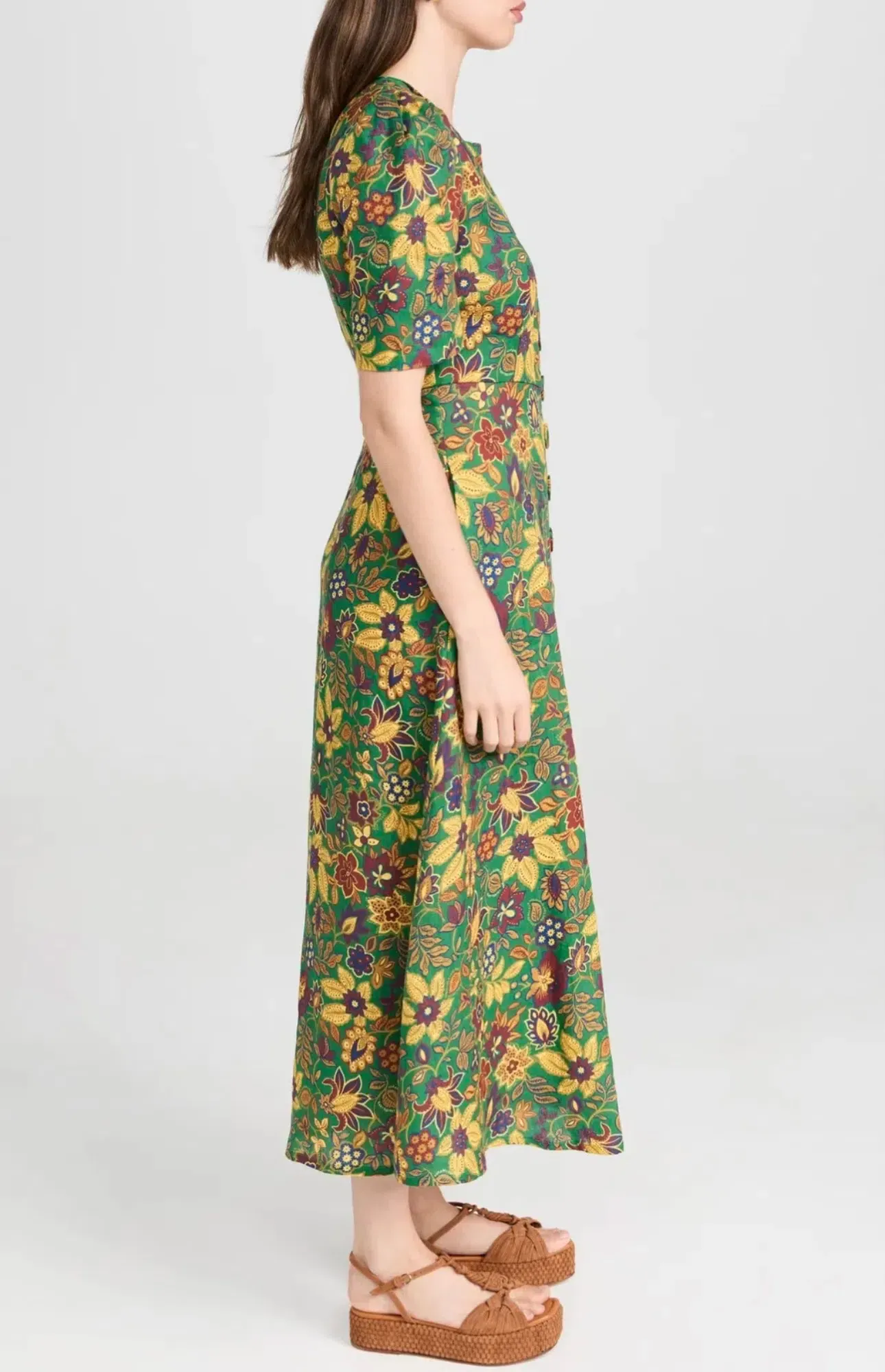 alemais isabella v midi dress Almais Isabella V floral linen midi dress ALMAIS