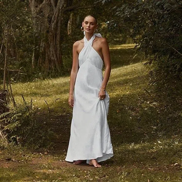 a line dress dress BABARONI Off-the-shoulder A-line Wedding Dress With Slit Ivory/Champagne, Ivory/Champagne / US0 main image 0