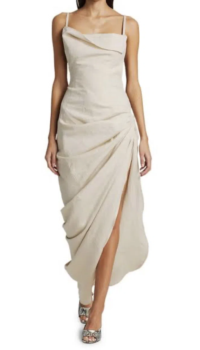 Jacquemus La Robe Saudade Longue Dress Beige Size 8